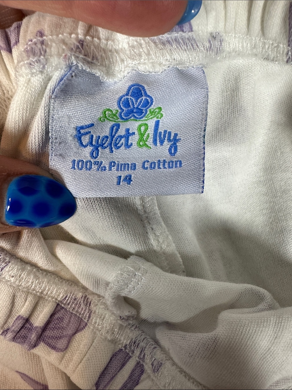 Eyelet & Ivy Wandering Bows Pajama Pants Pima Cotton Girl’s Size 14 - Picture 3 of 7